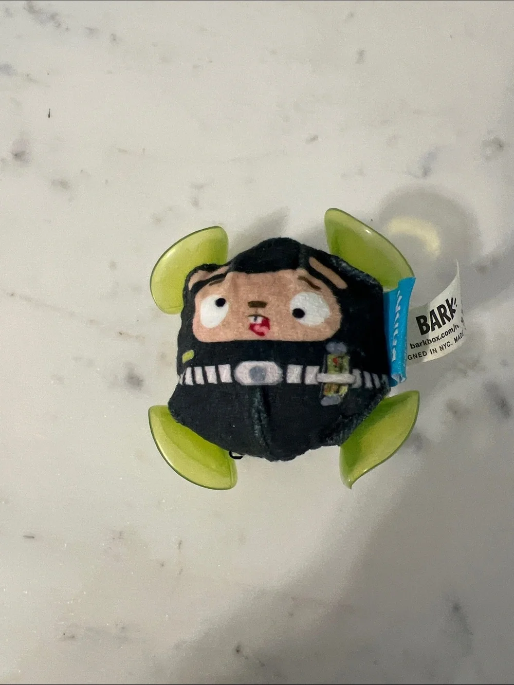 Bark Black Plush Character Toy with Lime Accents